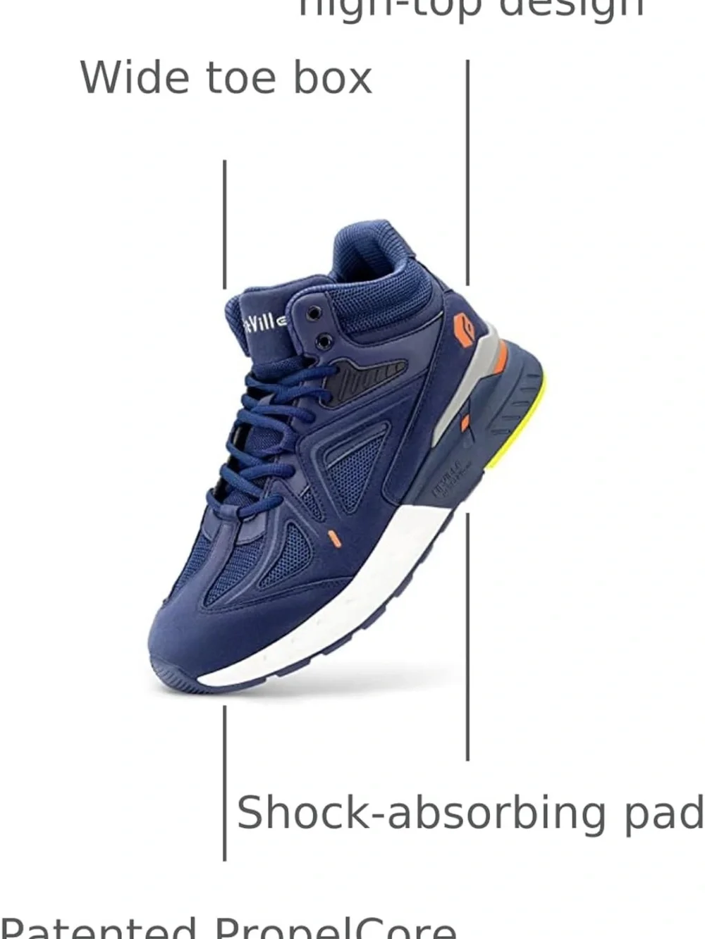 Fitville Men's Navy High-Top Athletic Sneakers - Casual Performance